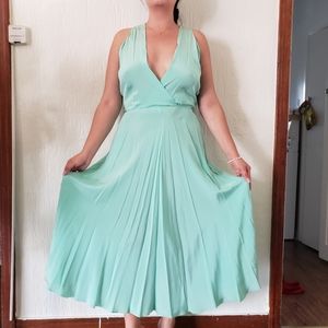 Vintage Mint Silk Midi Dress